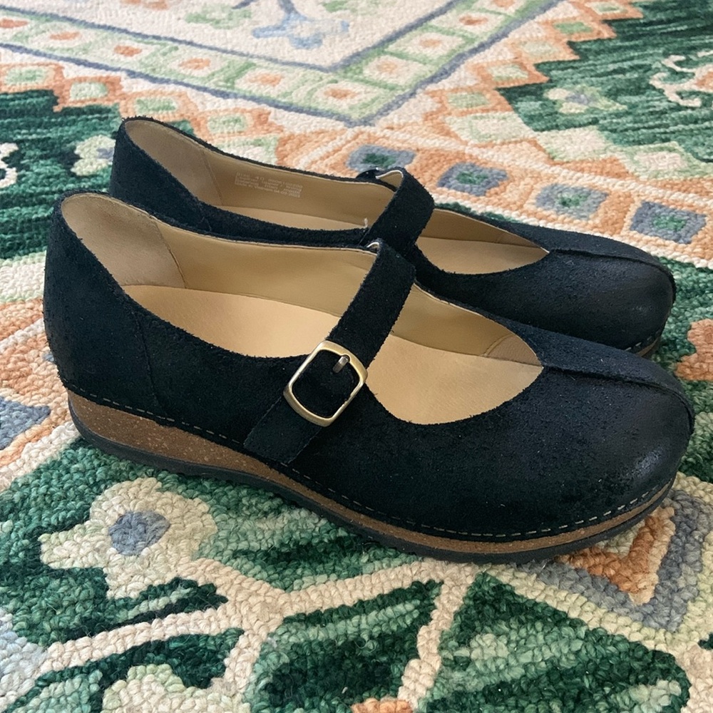 Dansko women’s black suede clog Mary Jane shoes